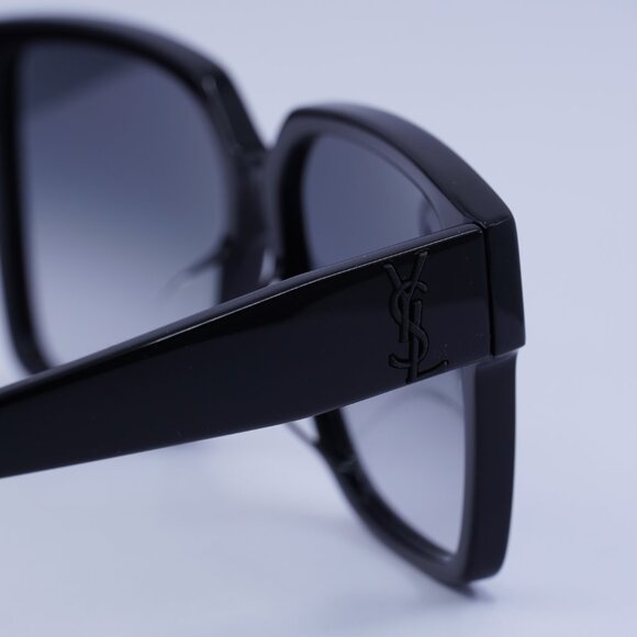 Saint Laurent SL M9/F 002 Sunglasses Shiny Black Square Frame - Picture 5 of 10